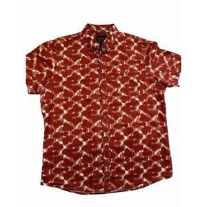 Treasure & Bond Shirt Mens M Red Ikat Linen Cotton Button‎ Up Casual Lightweight